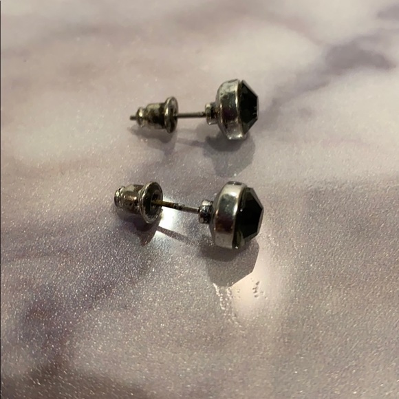 💟 Sale $10💟 Black Faceted Silver earrings!!! - Picture 2 of 3